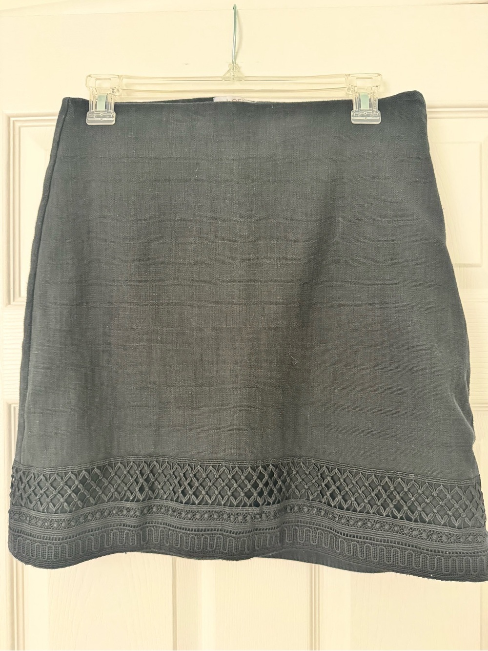 Loft Black Embroidered Hem A-Line Skirt